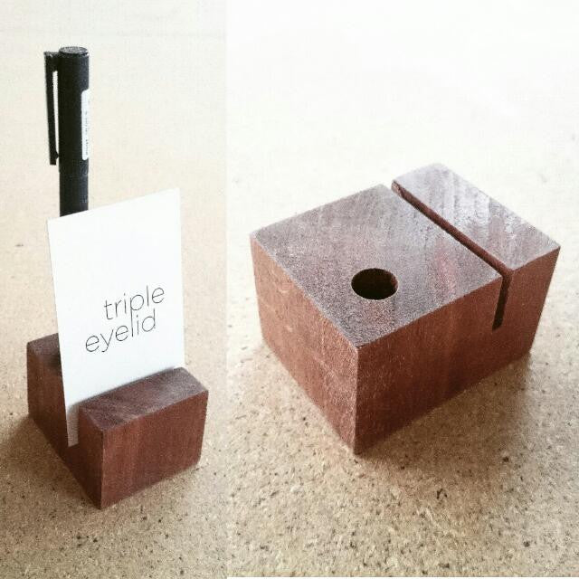 Solid Wood Pen & Card Holder - tripleeyelid
 - 1
